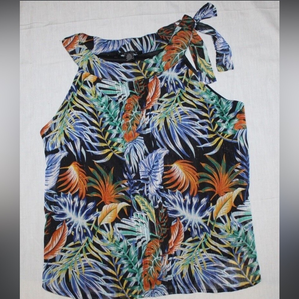 A Love‎ Story Women's Sleeveless Blouse Tropical Floral Tank Top Size 1XL